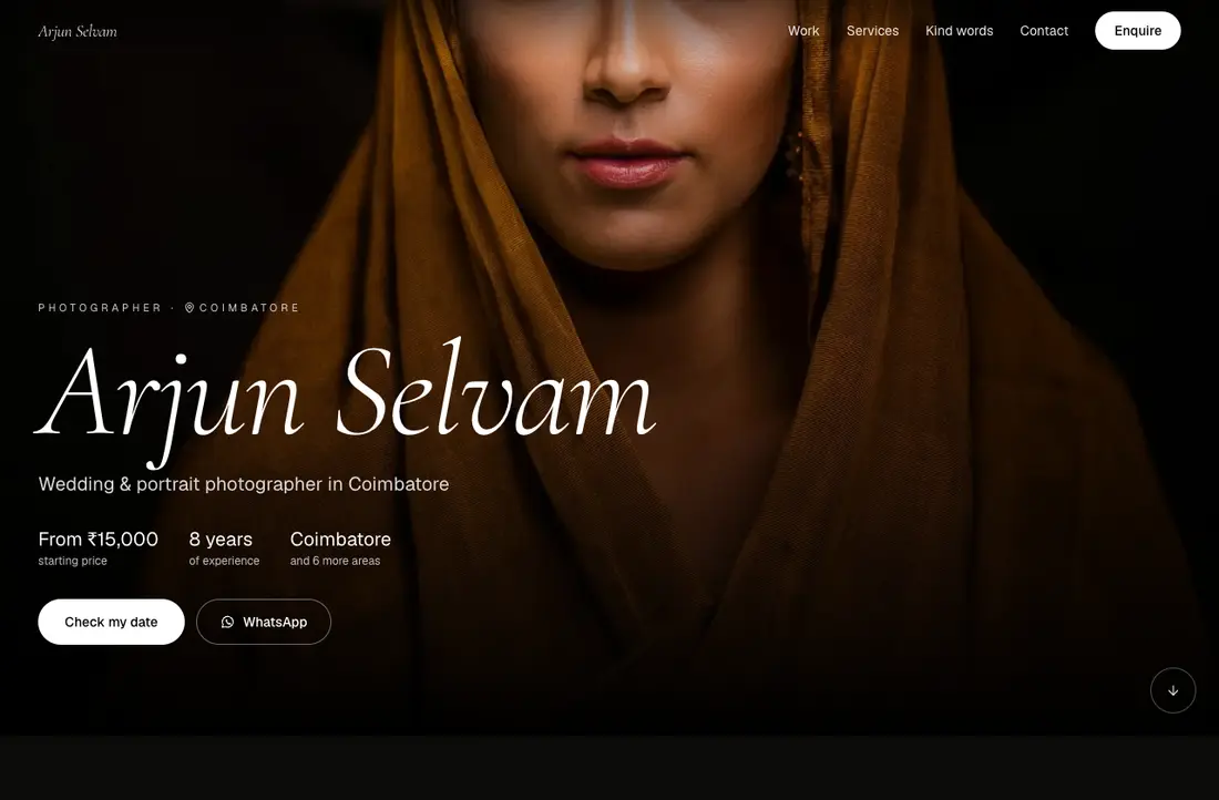 A sample wedding photographer's site on Showbook, on a laptop